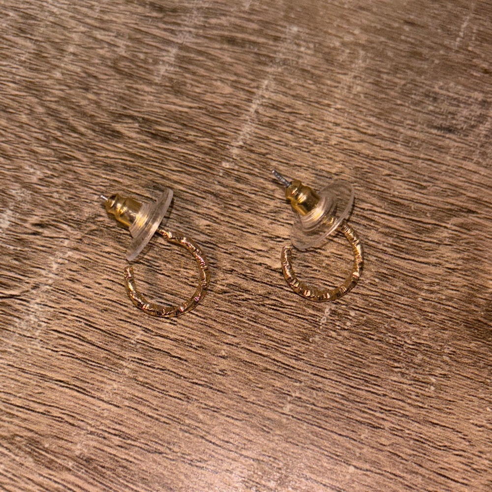 Gold Textured Hoop Earrings